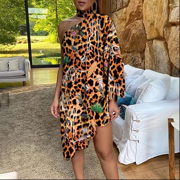 women womens dresses one shoulder leopard floral print irregular dress elegant long sleeve party fashion ruffle summer chic, Black;gray
women womens dresses one shoulder leopard floral print irregular dress elegant long sleeve party fashion ruffle summer chic, Black;gray