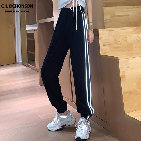 women's pants & capris hip hop reflective women casual loose side stripe sweatpants grey black joggers broeken dames, Black;white
women's pants & capris hip hop reflective women casual loose side stripe sweatpants grey black joggers broeken dames, Black;white