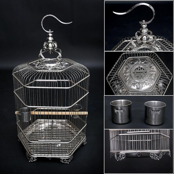 bird cages stainless steel birdcage with large parrot and peony metal hexagonal cage ornamental special style
bird cages stainless steel birdcage with large parrot and peony metal hexagonal cage ornamental special style