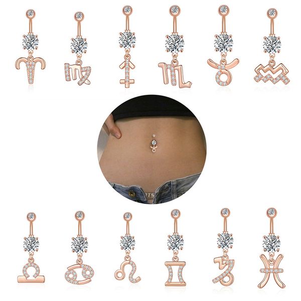 12 constellation crystal belly button rings navel piercing belly ring barbell bar dangling nombril ombligo party for woman body jewelry, Silver
12 constellation crystal belly button rings navel piercing belly ring barbell bar dangling nombril ombligo party for woman body jewelry, Silver