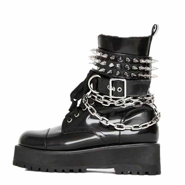boots western fashion rivets studs buckle chains low chunky heels woman ankle cow leather round toe motorcycle boot, Black
boots western fashion rivets studs buckle chains low chunky heels woman ankle cow leather round toe motorcycle boot, Black