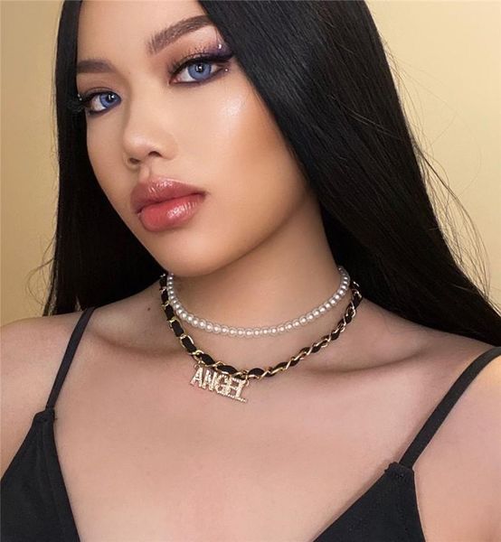 chokers 2021 elegant generous imitation pearl flannel clavicle necklace female jewelry simple diamond letter angel pendant, Golden;silver
chokers 2021 elegant generous imitation pearl flannel clavicle necklace female jewelry simple diamond letter angel pendant, Golden;silver