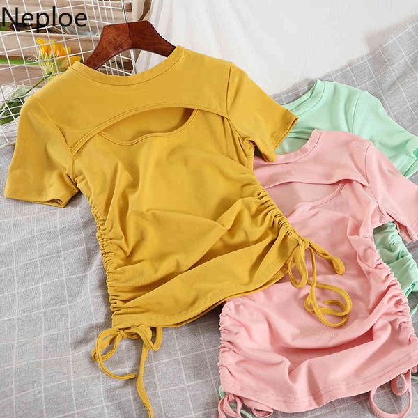 neploe summer fashion casual o neck short sleeve t shirt women drawstring korean hollow out slim tees shirt 210422, White
neploe summer fashion casual o neck short sleeve t shirt women drawstring korean hollow out slim tees shirt 210422, White