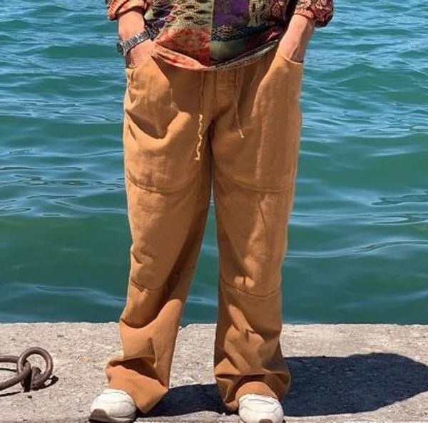 men's pants cotton linen trousers loose fit lightweight elastic waist solid color casual men pantalons décontractés, Black
men's pants cotton linen trousers loose fit lightweight elastic waist solid color casual men pantalons décontractés, Black
