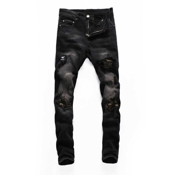 men's jeans streetwear denim punk trousers fashion elastic black gray camouflage patches ripped slim fit hip hop pants oh4b, Blue
men's jeans streetwear denim punk trousers fashion elastic black gray camouflage patches ripped slim fit hip hop pants oh4b, Blue