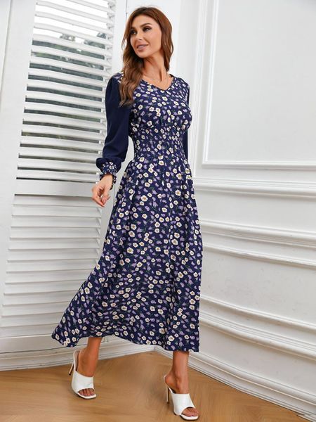 casual dresses kalenmos floral print women fashion autumn stitching long-sleeved slim mid-length a-line dress v-neck ladies clothes, Black;gray
casual dresses kalenmos floral print women fashion autumn stitching long-sleeved slim mid-length a-line dress v-neck ladies clothes, Black;gray