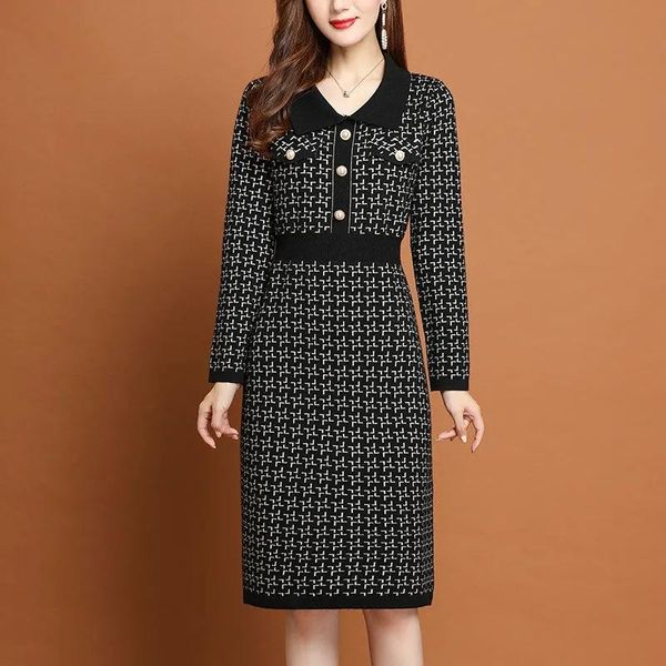 casual dresses vintage plaid knitted dress women 2021 fall elegant slim lapel stretch sweater office ladies fake two piece midi, Black;gray
casual dresses vintage plaid knitted dress women 2021 fall elegant slim lapel stretch sweater office ladies fake two piece midi, Black;gray