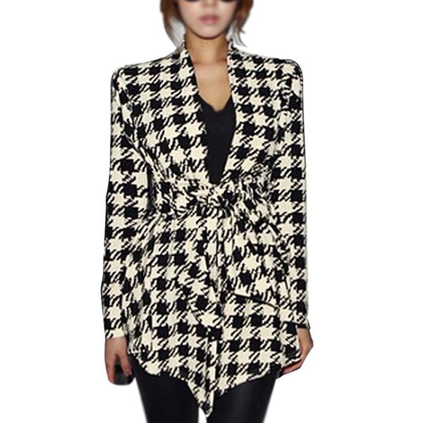 fashion spring women's long sleeve houndstooth print open needle belt peplum slim jacket cardigan coat -s suits & blazers, White;black
fashion spring women's long sleeve houndstooth print open needle belt peplum slim jacket cardigan coat -s suits & blazers, White;black