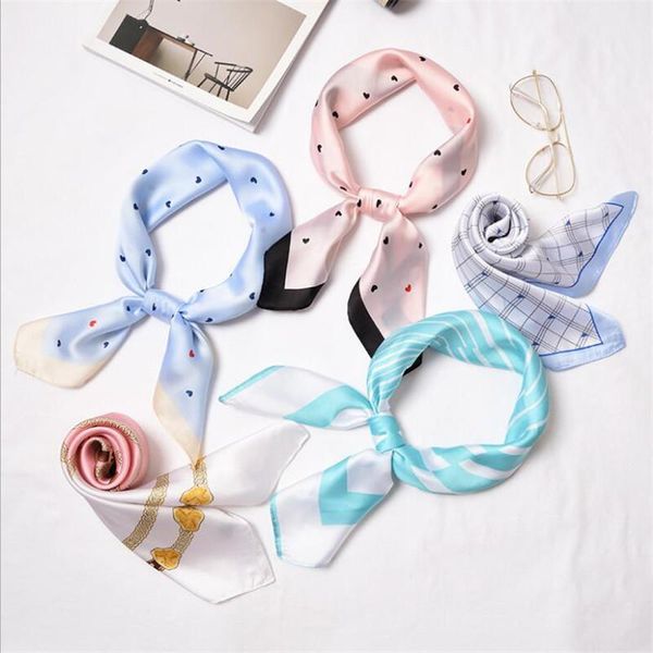 scarves 70cm heart floral dot patchwork chain women twill faux silk print scarf small square headband hijab neck tie, Blue;gray
scarves 70cm heart floral dot patchwork chain women twill faux silk print scarf small square headband hijab neck tie, Blue;gray