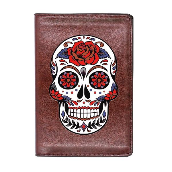 card holders leather cool punk skull flower printing travel passport cover id case, Brown;gray
card holders leather cool punk skull flower printing travel passport cover id case, Brown;gray