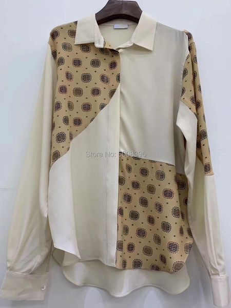 women's blouses & shirts luxurious silk blend costaros blouse patchwork print long sleeved turn down collar button up fashion sh, White
women's blouses & shirts luxurious silk blend costaros blouse patchwork print long sleeved turn down collar button up fashion sh, White