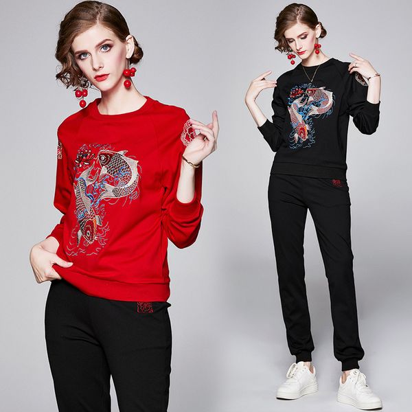 tracksuits fashion sport suit set 2021 autumn long sleeve trousers youth sports embroidery fish print two piece, Gray
tracksuits fashion sport suit set 2021 autumn long sleeve trousers youth sports embroidery fish print two piece, Gray