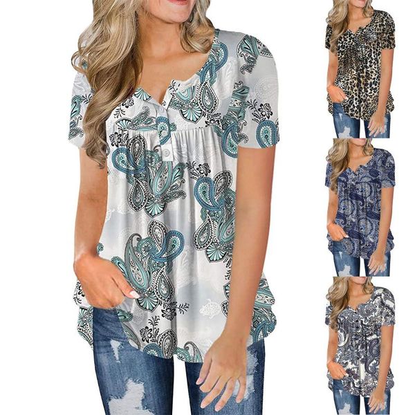 women's blouses & shirts fashion floral printing tunic casual button short sleeve women 3xl plus size summer haut femme, White
women's blouses & shirts fashion floral printing tunic casual button short sleeve women 3xl plus size summer haut femme, White