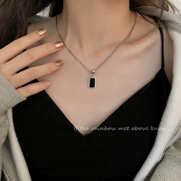women's stainless steel necklace korean 2021 fine black enamel pendant luxury dainty gifts for women jewelry necklaces, Silver
women's stainless steel necklace korean 2021 fine black enamel pendant luxury dainty gifts for women jewelry necklaces, Silver