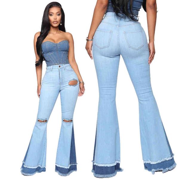 matching weigou hole flare color stretch ladies ny denim pants women's high waist jeans wide leg bell-bottom trousers, Blue
matching weigou hole flare color stretch ladies ny denim pants women's high waist jeans wide leg bell-bottom trousers, Blue