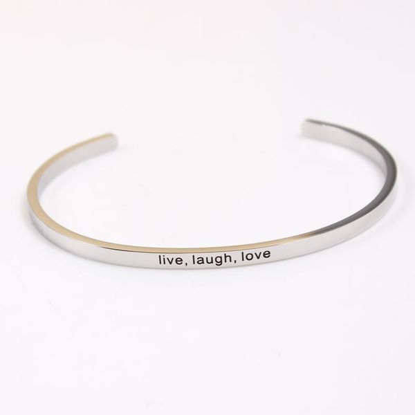 bangle 361l stainless steel 3.2mm personalized lettering bracelet (live laugh love), Black
bangle 361l stainless steel 3.2mm personalized lettering bracelet (live laugh love), Black