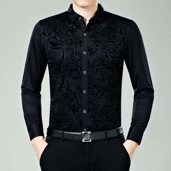 men's casual shirts high-end carved smart boutique middle-aged long sleeve shirt autumn 2021 quality mercerized cotton luxury men -3xl, White;black
men's casual shirts high-end carved smart boutique middle-aged long sleeve shirt autumn 2021 quality mercerized cotton luxury men -3xl, White;black