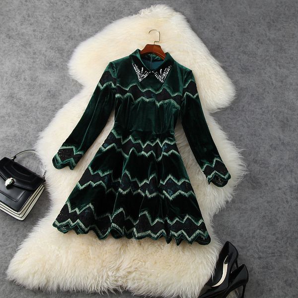 casual dresses european and american women's clothing new styles for spring lapel long sleeves beaded nails lace velvet fashion dress 6, Black;gray
casual dresses european and american women's clothing new styles for spring lapel long sleeves beaded nails lace velvet fashion dress 6, Black;gray