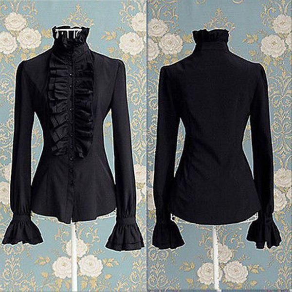 victorian high neck women shirts ruffles long sleeve frill solid color ol office frilly cuffs blouse autumn, White
victorian high neck women shirts ruffles long sleeve frill solid color ol office frilly cuffs blouse autumn, White