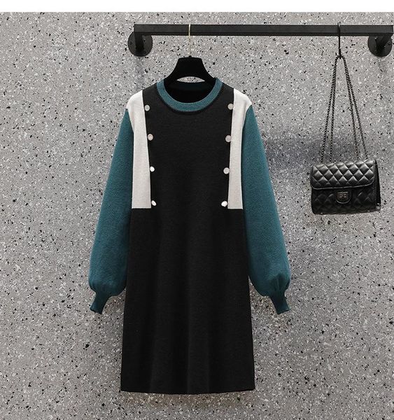 casual dresses wtianyuw 2021 plus size loose women knitting dress autumn patchwork black ladies long sleeve, Black;gray
casual dresses wtianyuw 2021 plus size loose women knitting dress autumn patchwork black ladies long sleeve, Black;gray