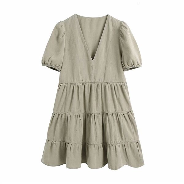 casual dresses lady v-neck short puff sleeve za summer green mini women elegant patchwork pleated high waist linen dress db7a, Black;gray
casual dresses lady v-neck short puff sleeve za summer green mini women elegant patchwork pleated high waist linen dress db7a, Black;gray
