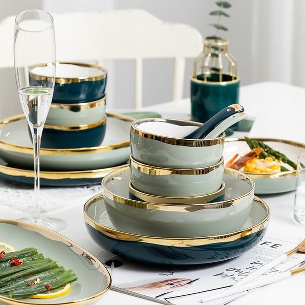 dishes & plates serving plate and bowl modern set household ceramics, eating bowls, soup large tableware l1