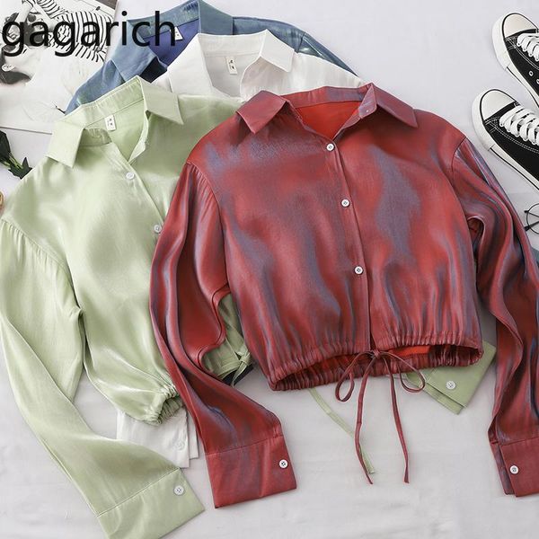 women's blouses & shirts gagarich women glossy short spring autumn lace up slim waist button long sleeve femme lady fashion bright, White
women's blouses & shirts gagarich women glossy short spring autumn lace up slim waist button long sleeve femme lady fashion bright, White