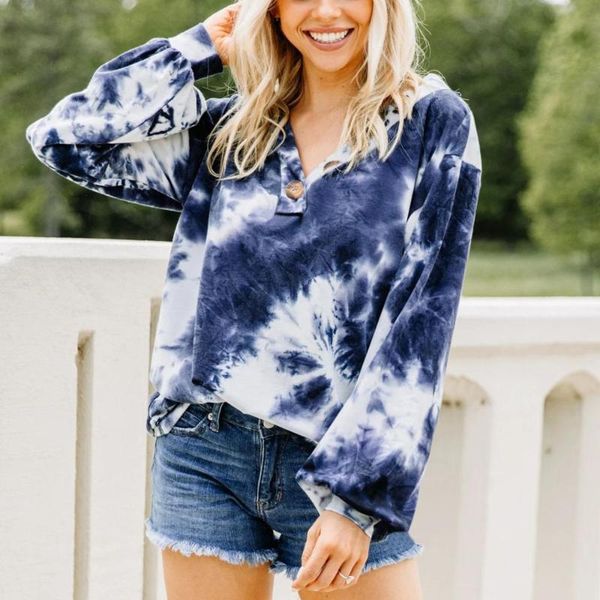 women's hoodies & sweatshirts fashion tie-dye print sweatshirt loose buttons v-neck casual autumn ladies female women long sleeve blus, Black
women's hoodies & sweatshirts fashion tie-dye print sweatshirt loose buttons v-neck casual autumn ladies female women long sleeve blus, Black