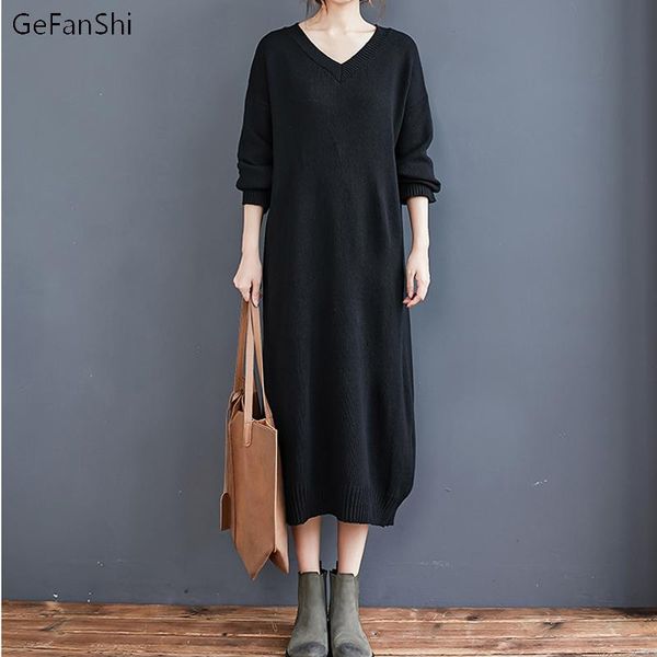 casual dresses autumn winter women dress vintage solid v-neck knitting loose fashion long sleeve elegant ladies knitted sweater, Black;gray
casual dresses autumn winter women dress vintage solid v-neck knitting loose fashion long sleeve elegant ladies knitted sweater, Black;gray