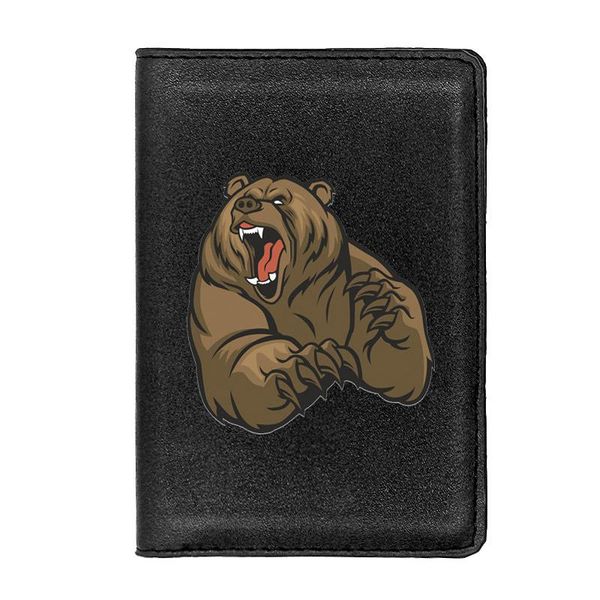 card holders cool russian ferocious bear passport cover holder id case travel leather wallet, Brown;gray
card holders cool russian ferocious bear passport cover holder id case travel leather wallet, Brown;gray