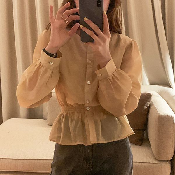3colors 2021 spring autumn womens blouse korean chic style elastic waist shirt women outwear long sleeve (x1814, White
3colors 2021 spring autumn womens blouse korean chic style elastic waist shirt women outwear long sleeve (x1814, White