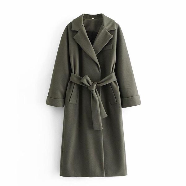 women's wool & blends fall 2021 oversized casual long lace up woolen coat jacket for laides solid color all match elegant, Black 
women's wool & blends fall 2021 oversized casual long lace up woolen coat jacket for laides solid color all match elegant, Black