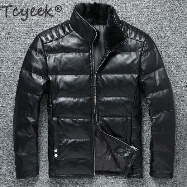 men's leather & faux tcyeek winter genuine jacket men real collar 100% sheepskin duck down coat clothing 2021, Black
men's leather & faux tcyeek winter genuine jacket men real collar 100% sheepskin duck down coat clothing 2021, Black