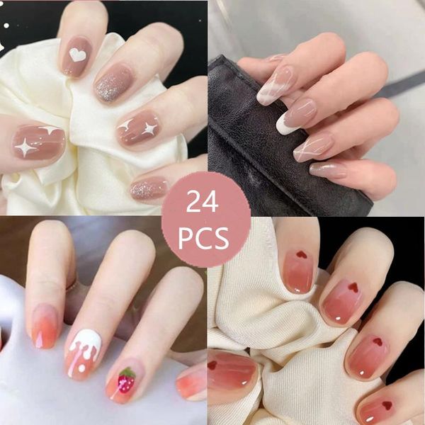 24pcs hit color false nails 40 styles cute summer style fake jelly finger nail manicure decoration with glue, Red;gold
24pcs hit color false nails 40 styles cute summer style fake jelly finger nail manicure decoration with glue, Red;gold