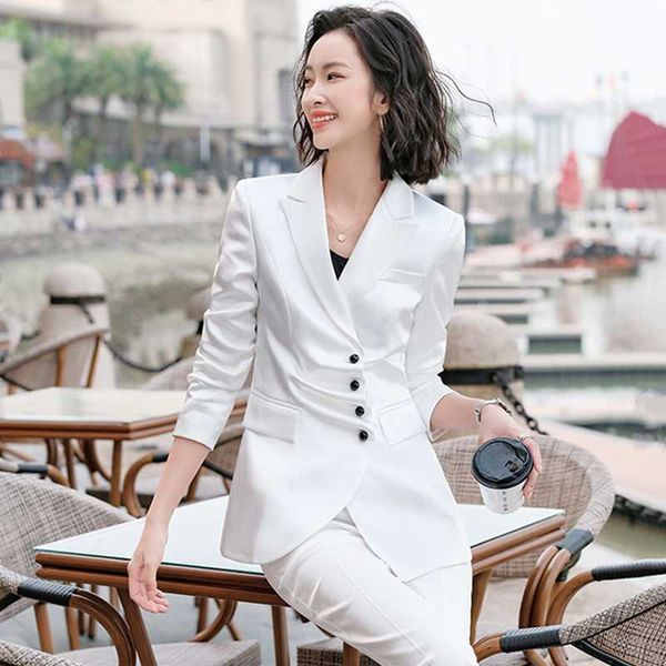 women's two piece pants blue suits women buiness temperament fashion spring high end formal long sleeve blazer and office ladies work w, White
women's two piece pants blue suits women buiness temperament fashion spring high end formal long sleeve blazer and office ladies work w, White
