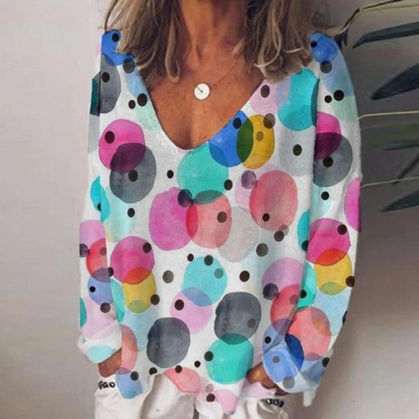 women's t-shirt 2021 autumn v neck polka dot print women vintage long sleeve loose pullover casual plus size streetwear tee shirts, White
women's t-shirt 2021 autumn v neck polka dot print women vintage long sleeve loose pullover casual plus size streetwear tee shirts, White