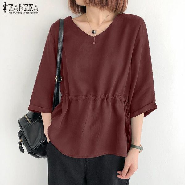 women's blouses & shirts zanzea elegant summer v neck 3/4 sleeve blouse 2021 women solid work shirt casual drawstring tunic female blu, White
women's blouses & shirts zanzea elegant summer v neck 3/4 sleeve blouse 2021 women solid work shirt casual drawstring tunic female blu, White