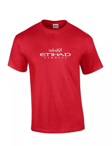 Etihad Airways White Logo United Arab Emirates Airline Red Cotton T-shirt, White;black
Etihad Airways White Logo United Arab Emirates Airline Red Cotton T-shirt, White;black