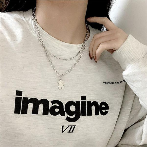 pendant necklaces multilayer necklace cartoon bear stainless steel girl hip hop jewelry gift, Silver
pendant necklaces multilayer necklace cartoon bear stainless steel girl hip hop jewelry gift, Silver