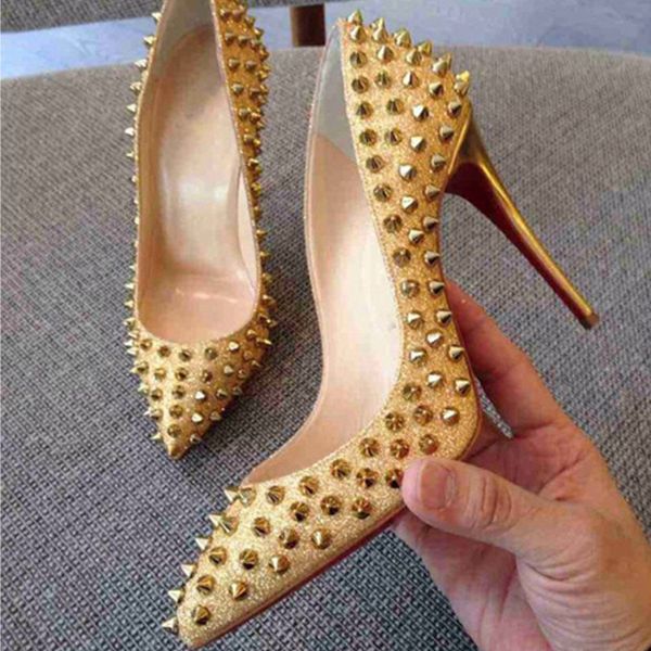 new luxury women shoes high heel rivets pumps red bottom pointed toe studded full spikes ladies wedding shoes, Black
new luxury women shoes high heel rivets pumps red bottom pointed toe studded full spikes ladies wedding shoes, Black