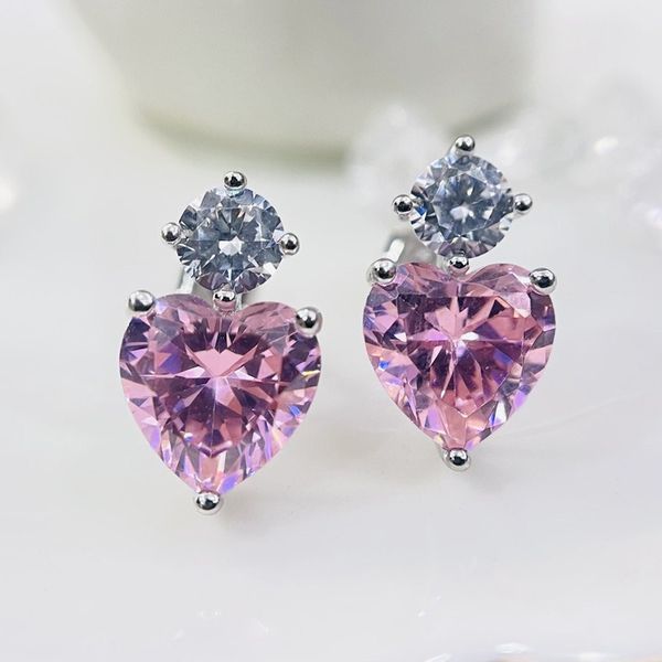 new peach love double diamond women's stud earrings sterling silver needle pink diamond mature earrings, Golden
new peach love double diamond women's stud earrings sterling silver needle pink diamond mature earrings, Golden