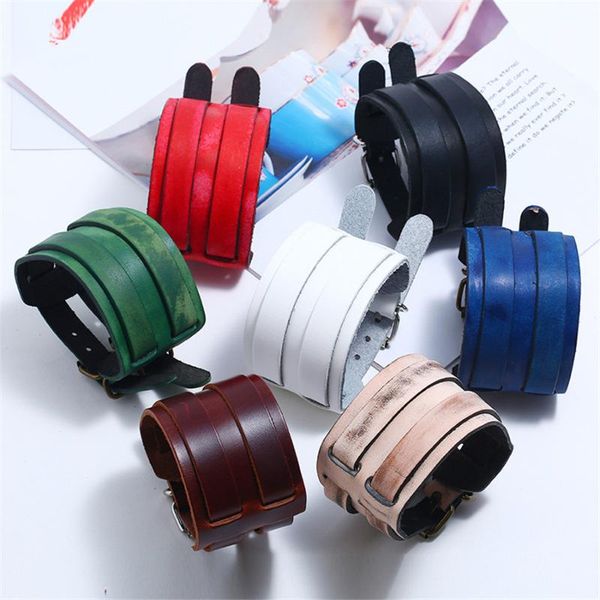 tennis accessories all-matched retro cowhide leather wide bracelets genuine wristband hand chain for man woman g246, Golden;silver
tennis accessories all-matched retro cowhide leather wide bracelets genuine wristband hand chain for man woman g246, Golden;silver