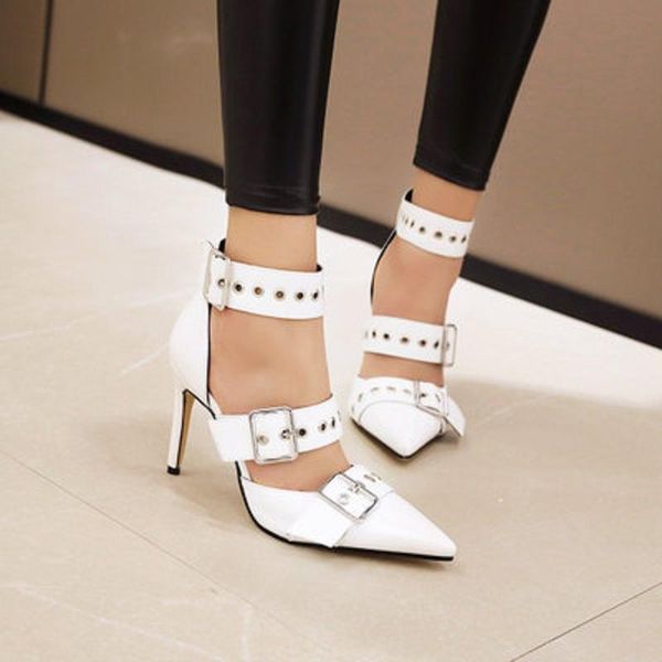 european and american rivet sandals pointed high-heeled stiletto shoes with metal buckle roman sexy, Black
european and american rivet sandals pointed high-heeled stiletto shoes with metal buckle roman sexy, Black