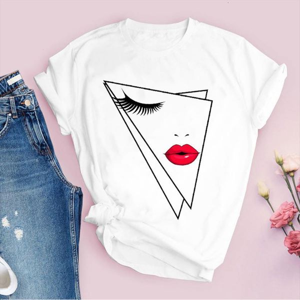 face lip print cartoon casual women t shirt fashion short sleeve summer womens clothing tees female, White
face lip print cartoon casual women t shirt fashion short sleeve summer womens clothing tees female, White