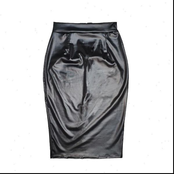 european and american style women skirts high waist faux leather with zippered back split, Black
european and american style women skirts high waist faux leather with zippered back split, Black