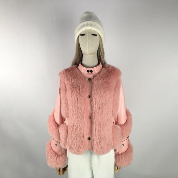 women's fur & faux winter women warm coat jacket pink imitation sheepskin coats removable sleeves jackets fashion 2021, Black
women's fur & faux winter women warm coat jacket pink imitation sheepskin coats removable sleeves jackets fashion 2021, Black