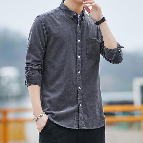 men's casual shirts 2021 spring summer korean style cotton corduroy shirt long-sleeved retro camisas para hombre, White;black
men's casual shirts 2021 spring summer korean style cotton corduroy shirt long-sleeved retro camisas para hombre, White;black