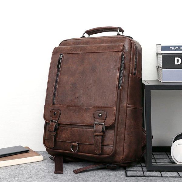 backpack male fashion men pu handbags casual leather lapbags business travel 
backpack male fashion men pu handbags casual leather lapbags business travel