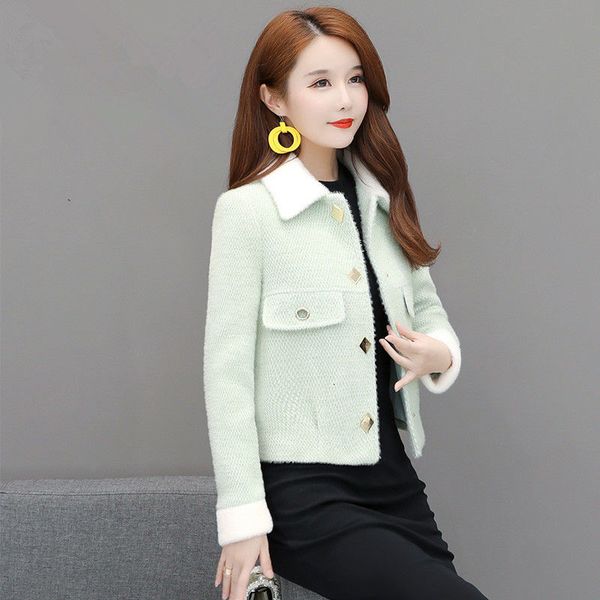 women's wool & blends wool coat short autumn and long winter gold imitation velvet mink thin figure woolen cloth yf9k, Black
women's wool & blends wool coat short autumn and long winter gold imitation velvet mink thin figure woolen cloth yf9k, Black