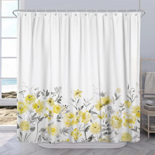 floral fabric shower curtain spring yellow flower washable bathroom bath curtains set with hooks, 72 x inches
floral fabric shower curtain spring yellow flower washable bathroom bath curtains set with hooks, 72 x inches